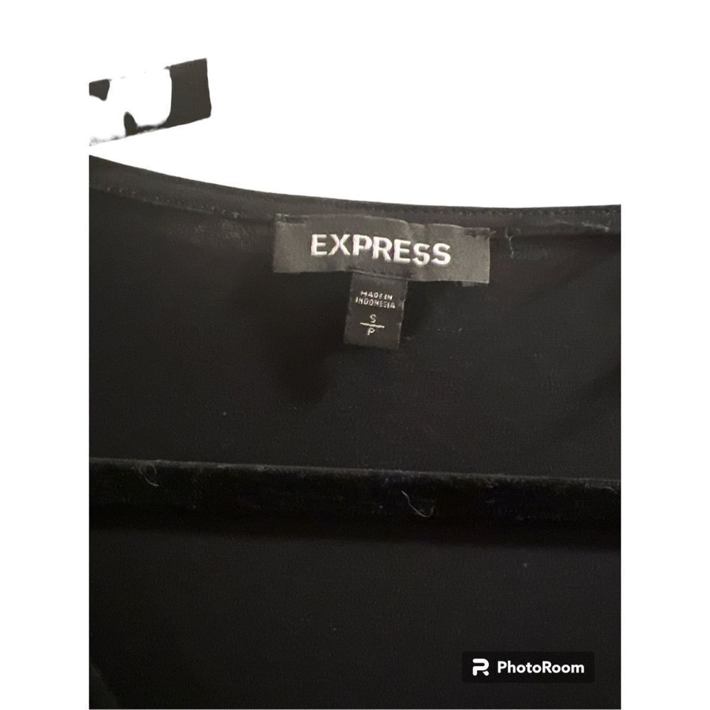 Express Flutter Sleeve Black Button Down Belted R… - image 4